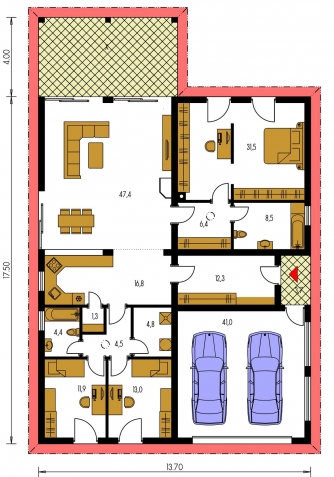 Grundriss des Erdgeschosses - BUNGALOW 29